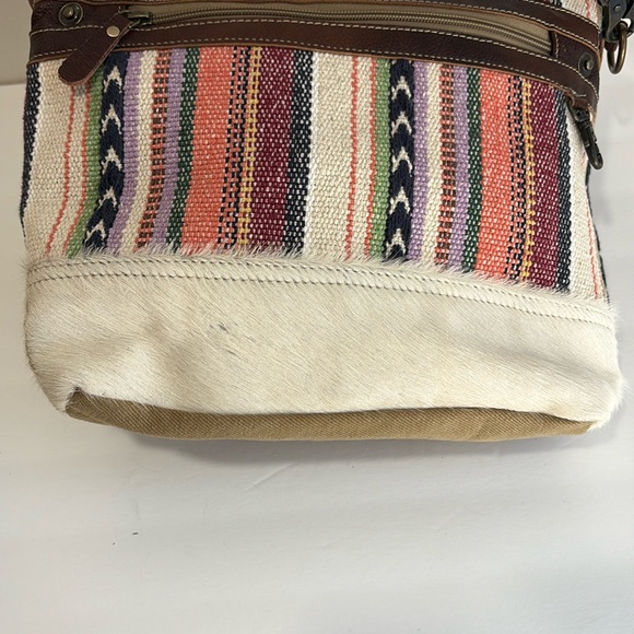 Myra Bag Striped Multicolor Canvas, Leather and Calfhair Shoulder/Crossbody Bag - Picture 3 of 11